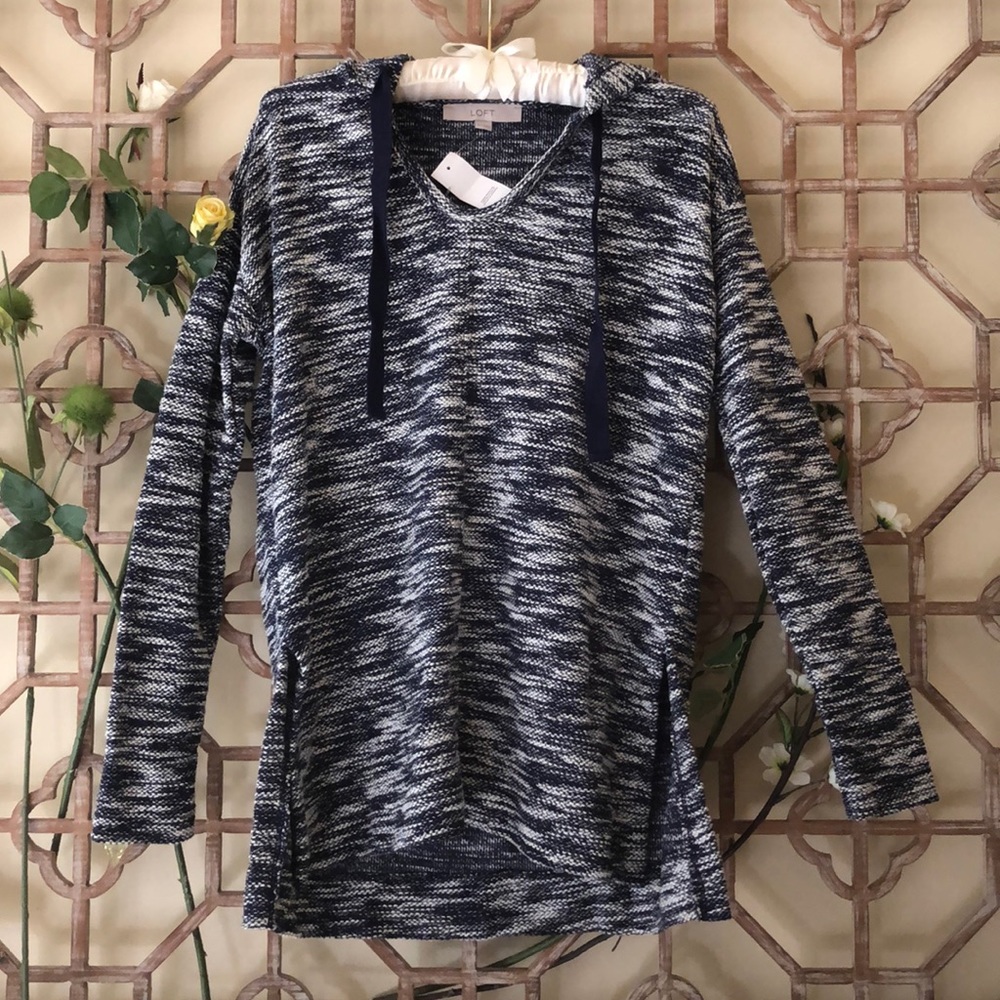 NWT Loft blue & white full sleeves hoodie